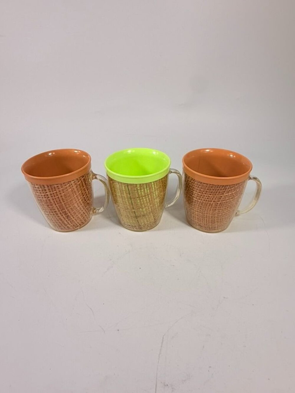Coffee Mugs Raffiaware Thermal Insulated Melmac Burlap 3.5” Pastels MCM Set of 5 - Picture 9 of 13